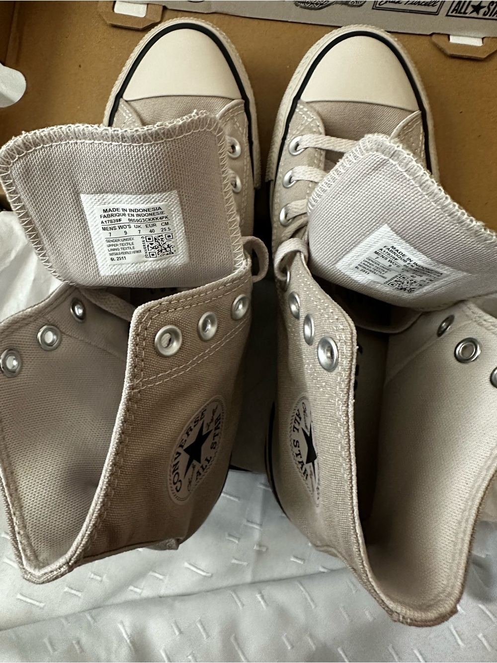 Converse Chuck Taylor® All Star® High Top Sneakers - Beige Canvas - Picture 7 of 13